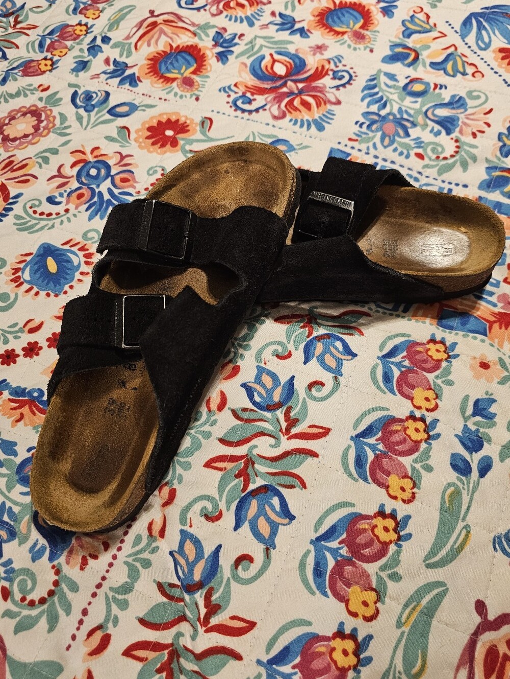 Birkenstock Arizona Soft Footbed Black Suede Leather Sandals EU 39 US 8-8.5
